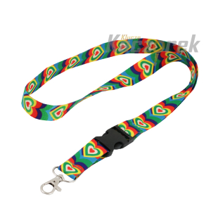 Smycz 138 - 20 mm - szybkozłączka - serca na zielonym